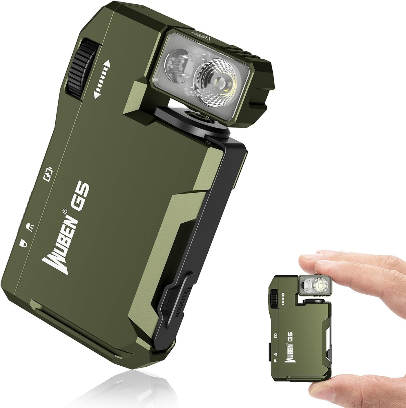 WUBEN G5 Rechargeable Keychain Flashlight – 400 Lumens Mini EDC Torch with RGB Light, Magnetic & Rotatable Head, IP68 Waterproof Pocket Light for Camping & Home (Green)